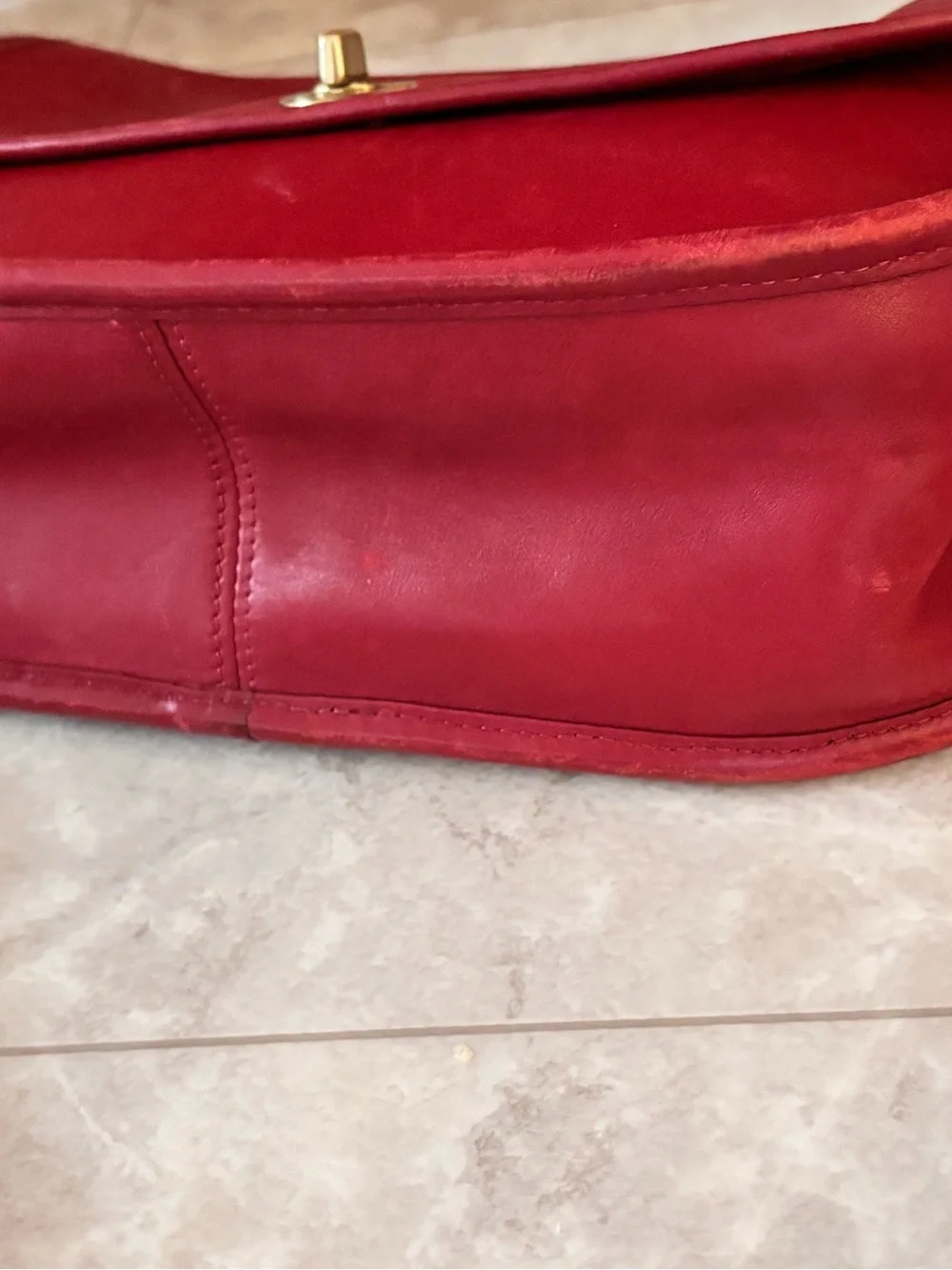 Vintage Coach 9790 Red  City Crossbody Bag Nickel Turn Lock - Picture 7 of 16